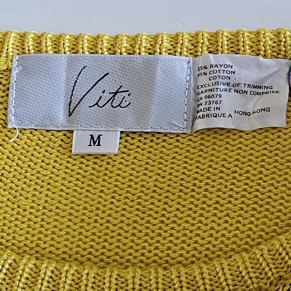 Viti Sweater Women M Black Yellow LS Crewneck Floral Y2K VTG Vintage Whimsical - Picture 3 of 14